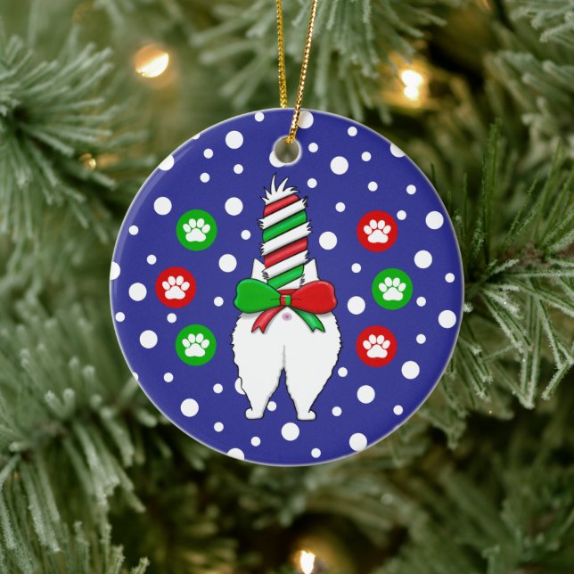 Cat Butt Christmas Ceramic Ornament (Tree)