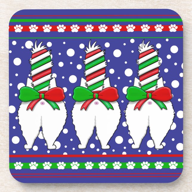 Cat Butt Christmas Green Beverage Coaster (Front)
