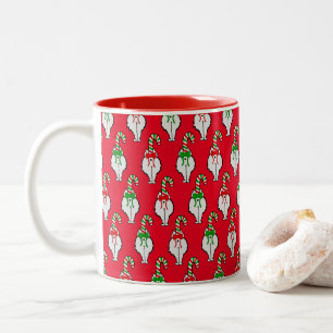 Cat Butt Christmas Two-Tone Coffee Mug