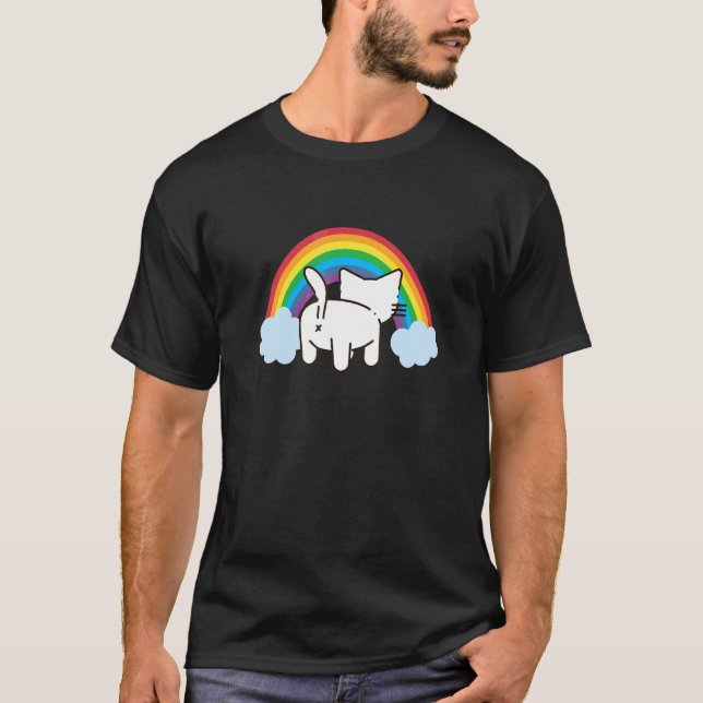 Cat Butt With Rainbow Clouds Cat Silly Ignoring Yo T-Shirt (Front)
