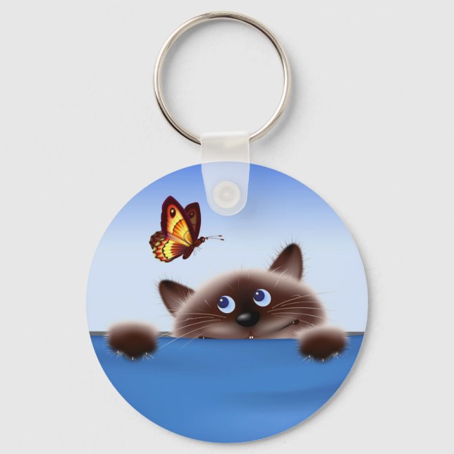 Cat & Butterfly Keychain (Front)