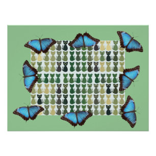 Cat Butterfly Kitten Pattern Office Peace Destiny Poster