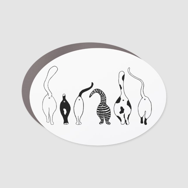 Cat Butts - Circle Car Magnet (Front)