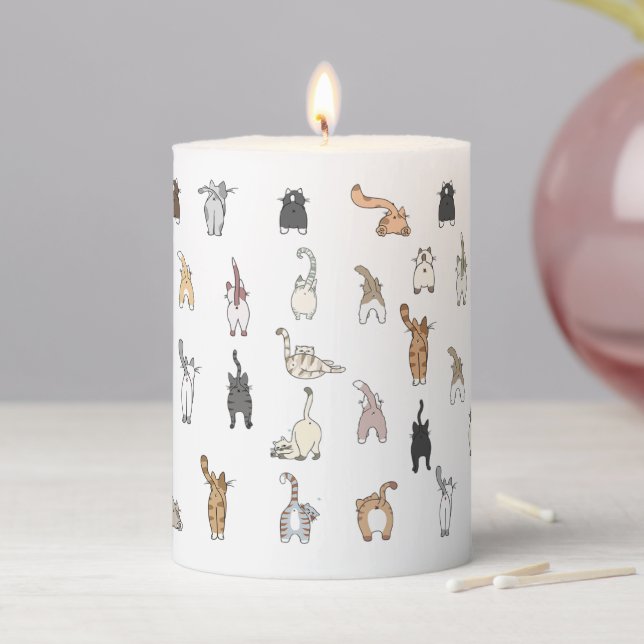 Cat Butts, Crazy Cat Lady, Kitten Butts, Funny Cat Pillar Candle (In Situ)