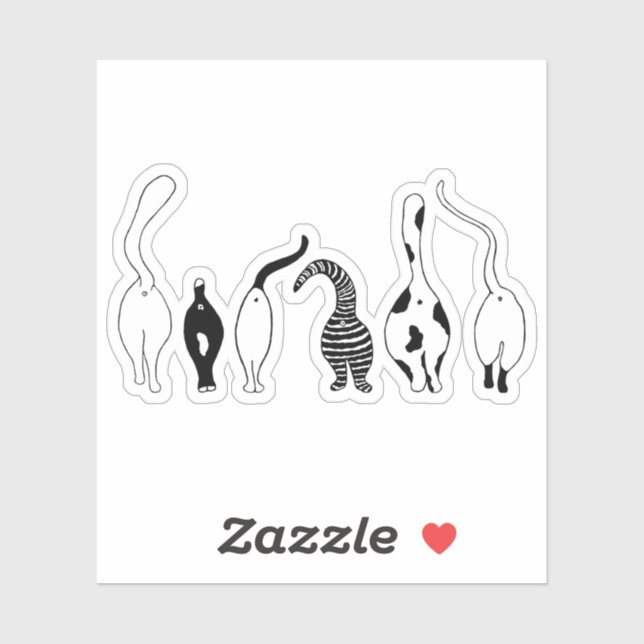 Cat Butts Custom-Cut Vinyl Stickers (Sheet)
