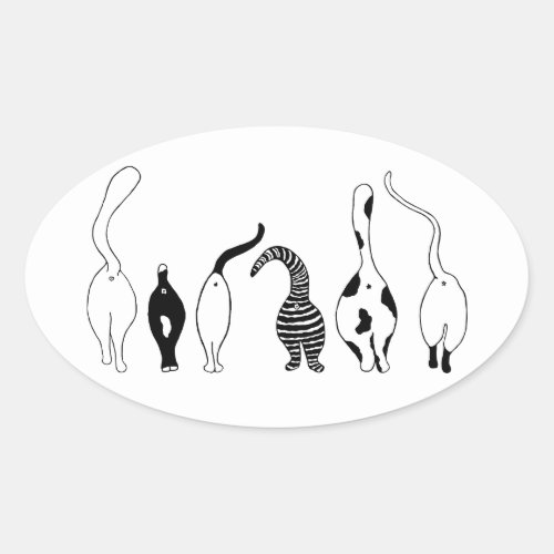 Cat Butts Oval Sticker