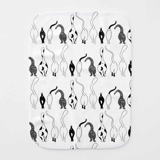 Cat Butts Pattern Baby Burp Cloth (Front)