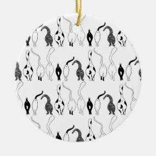 Cat Butts Pattern Ceramic Ornament