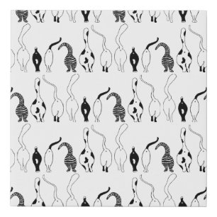 Cat Butts Pattern Faux Canvas Print