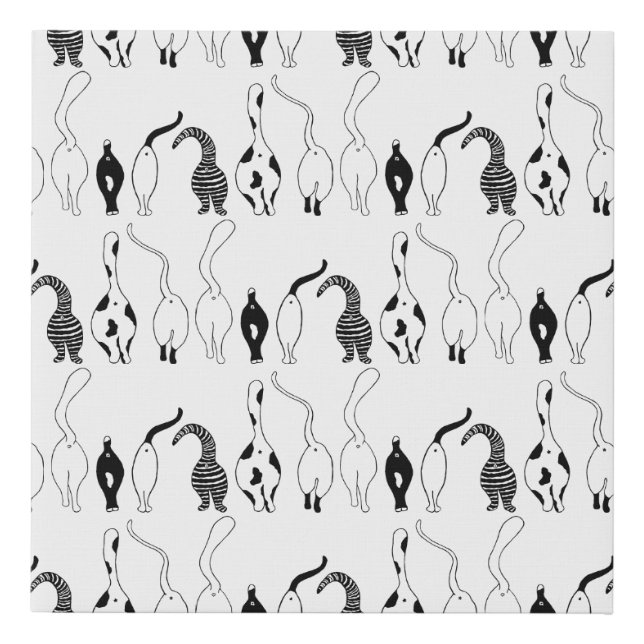 Cat Butts Pattern Faux Canvas Print (Front)