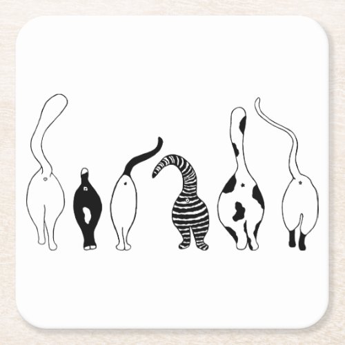 Cat Butts Square Paper Coaster