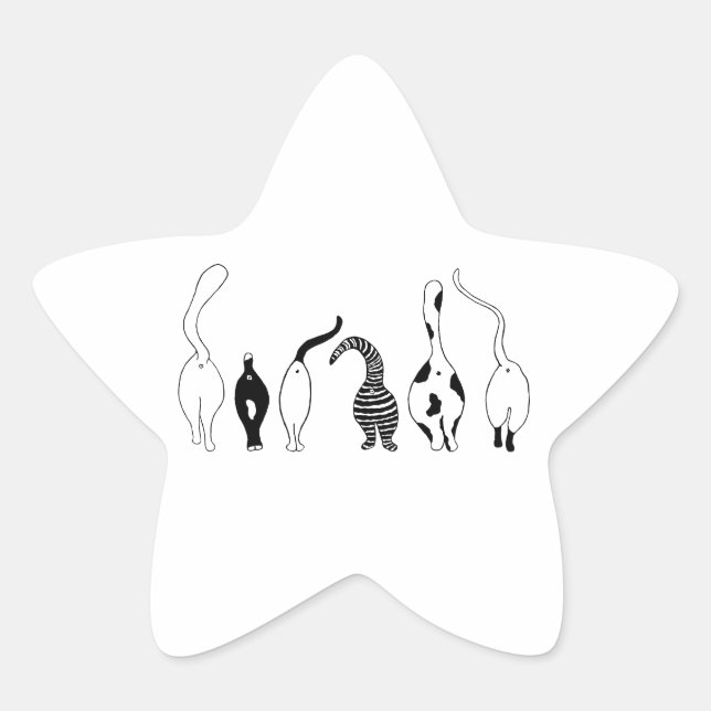 Cat Butts Star Sticker (Front)