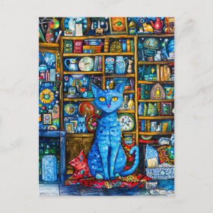 Cat by Colorful Shelf Postcard