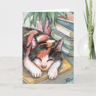 Cat by the Books Card