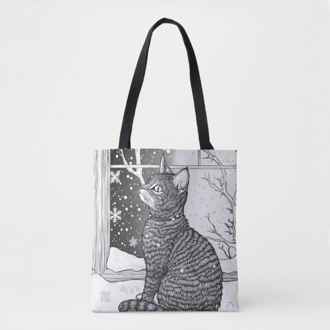 Cat by the starry sky window tote bag (Front)