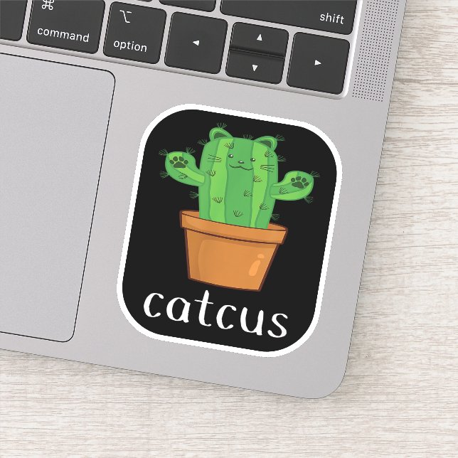 CAT CACTUS - CATCUS  Funny Cat Sticker (Detail)