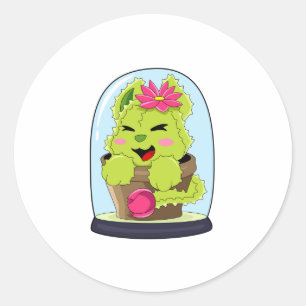 Cat Cactus Classic Round Sticker