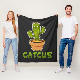 Cat Cactus Pet Plant Fleece Blanket
