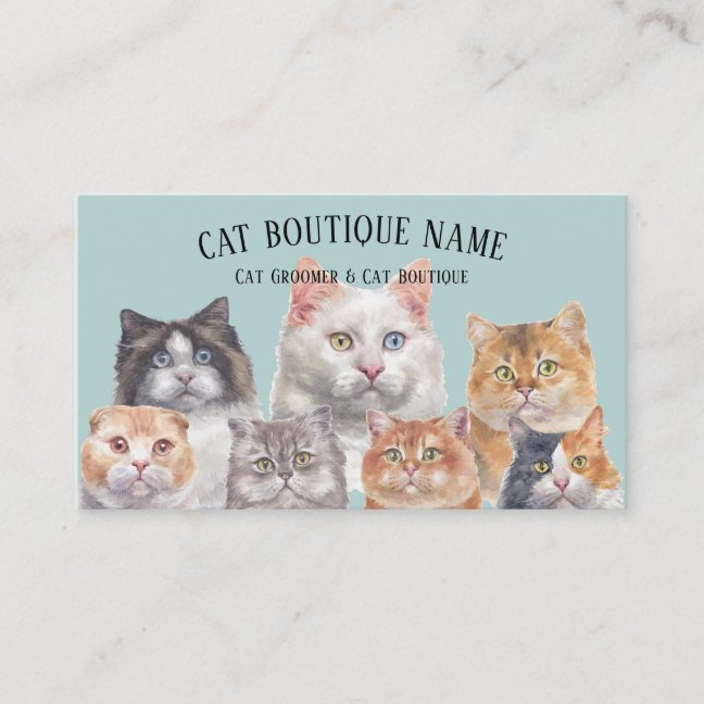 Cat Cafe Adoption Lounge Business Card