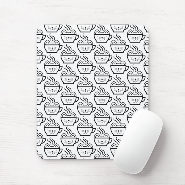 Cat Cafe pattern Mouse Pad (With Mouse)