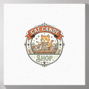 Cat Candy Shop Cat Candy Shop Cat Vintage Vector A Canvas Photo Tile