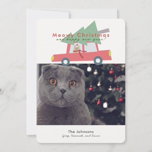Cat Car Meowy Christmas Tree Holiday Photo