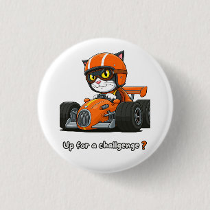 Cat car racing Acrylic Keychain Button