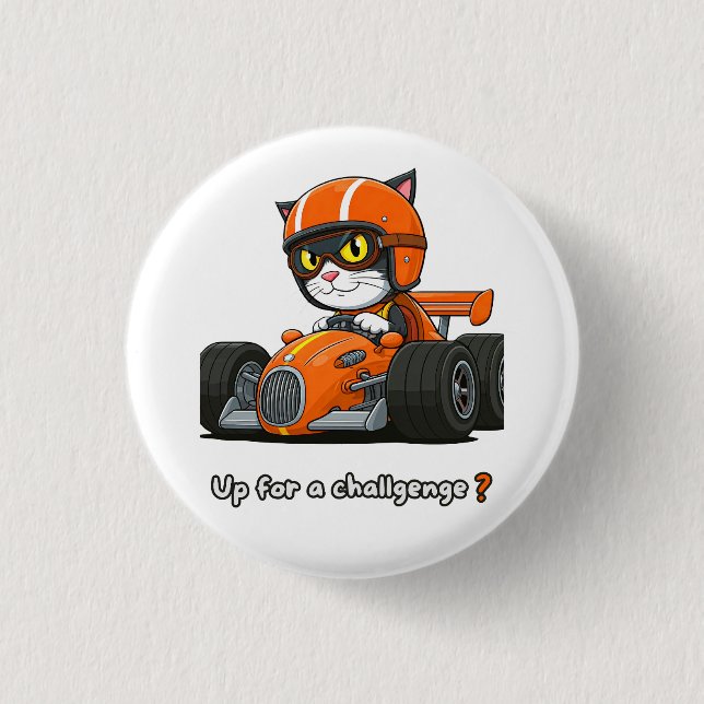 Cat car racing Acrylic Keychain Button (Front)
