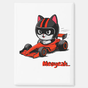 Cat car racing magnet