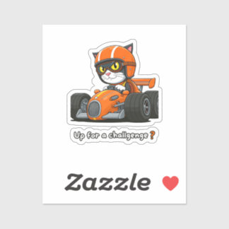 Cat car racing sticker