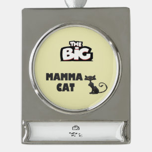 Cat cards black and white design silver plated banner ornament