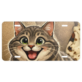Cat caricature license plate