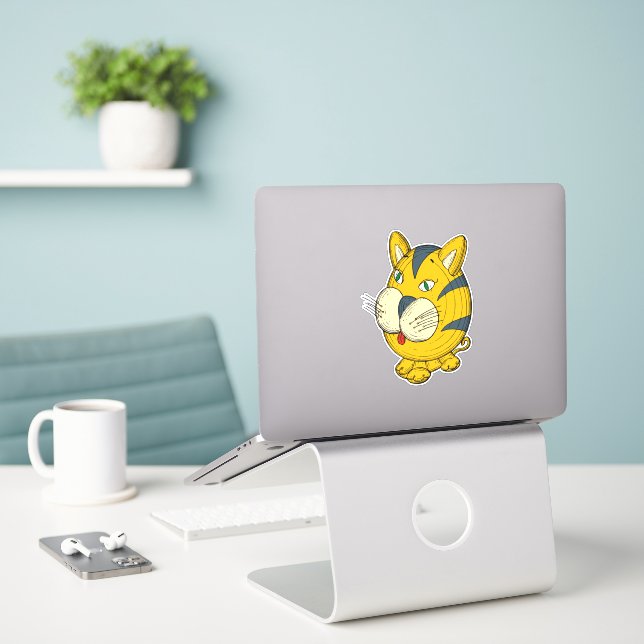 Cat cartoon clipart sticker (Laptop On Desk)