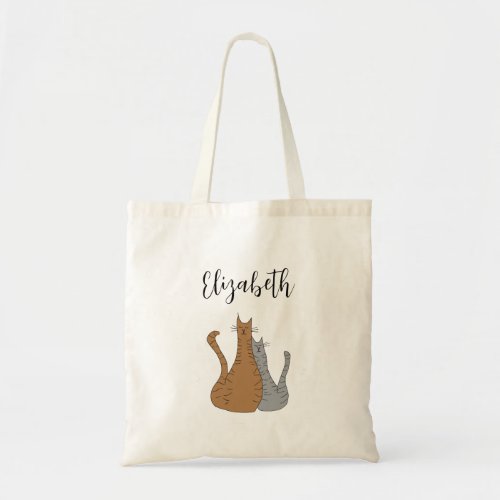 Cat Cartoon Drawing Winking Tabby Kitties Tote Bag