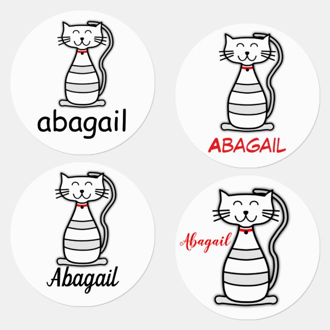 Cat Cartoon Labels (Group)