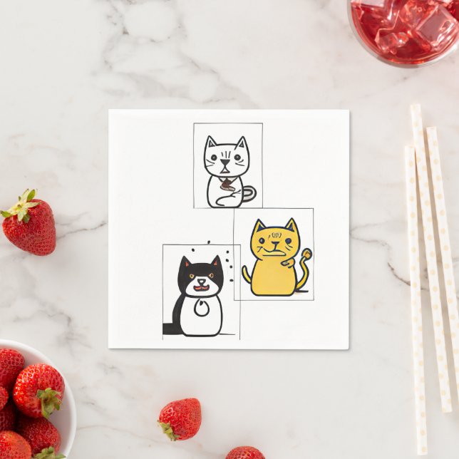Cat cartoon napkins (Insitu)