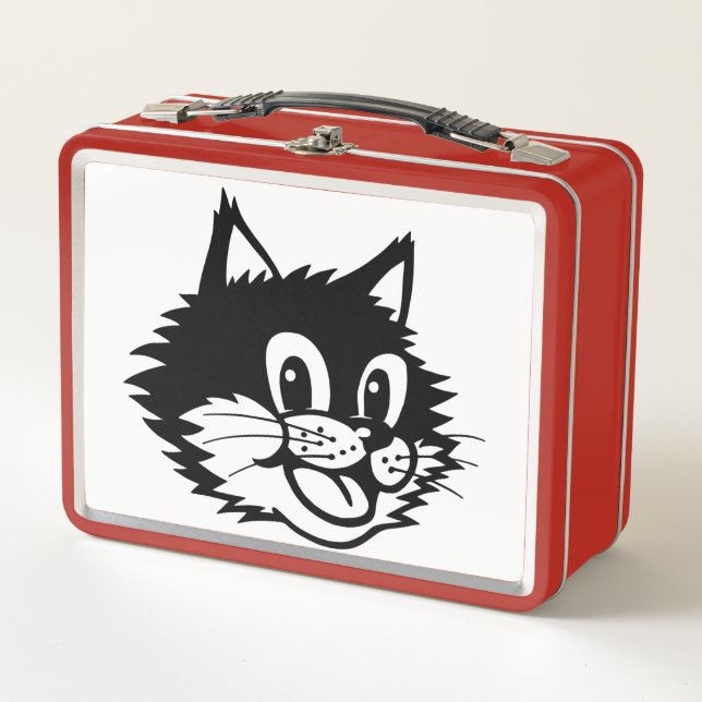 CAT CARTOON RETRO METAL LUNCHBOX (Front)