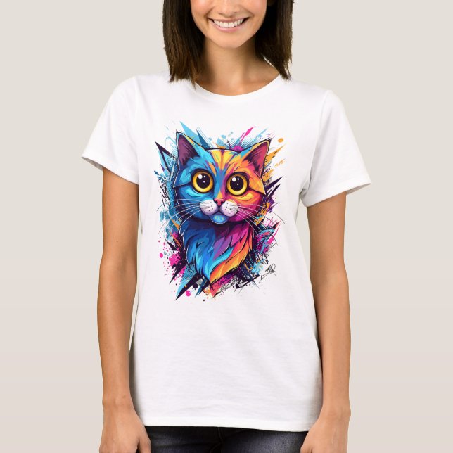 Cat Cartoon T-Shirt (Front)