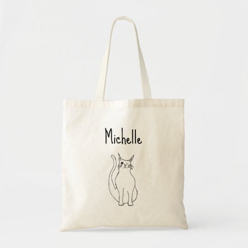 Cat Cartoon Winking Kitty Cute Girly Tote Bag