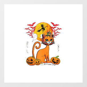 Cat Carved Pumpkin Horror Head Halloween Owner Lov Wall Decal