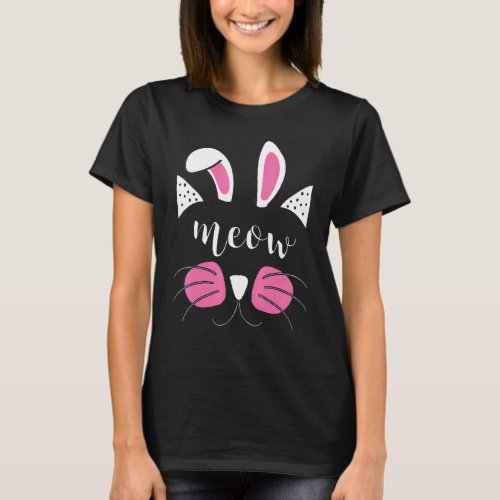 Cat  Cat Face Easter Day Bunny Rabbit Ears T_Shirt