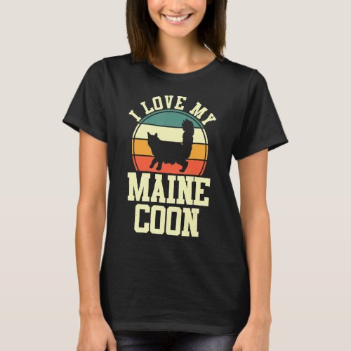 Cat  Cat Mom Kitten Dad I Love My Maine Coon Cat T_Shirt