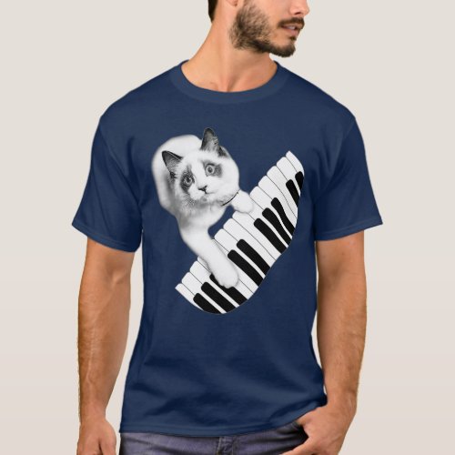 Cat   Cat Playing Piano  T_Shirt
