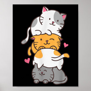 Cat Cats Cute Kitty Pile Anime Kawaii Neko Poster