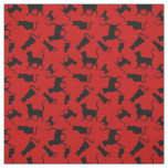 Cat/cats Kitten/kitty, silhouette, bright red Fabric