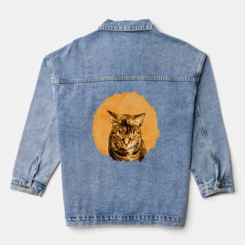 cat cats kitten meow tiger popart 1  denim jacket