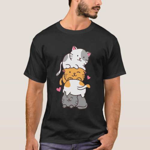 Cat Cats Kitty Pile Anime Kawaii Neko T_Shirt