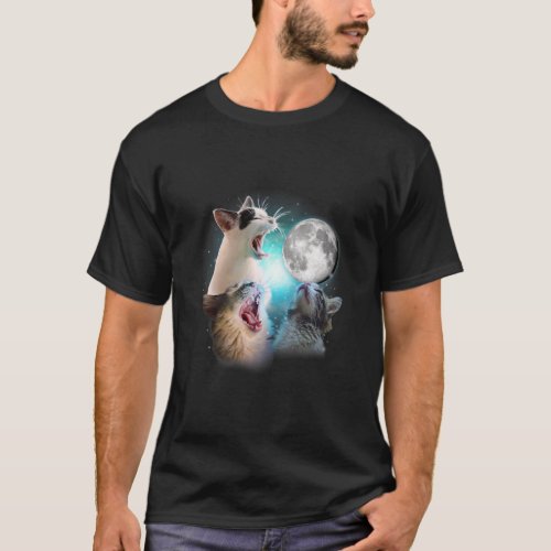 Cat  Cats Meowling At Moon  Cat  T_Shirt