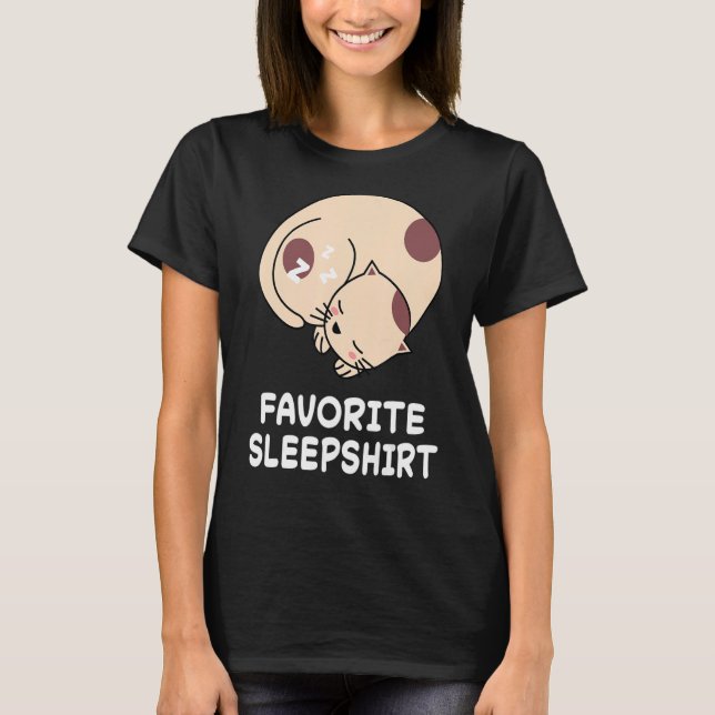 Cat Cats Nap Sleeping Sleep Pajama Pajamas Nightgo T-Shirt (Front)