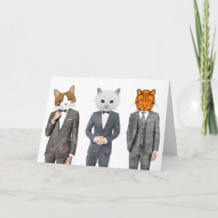 CAT CATS WEARING A SUIT BIRTHDAY CARDS